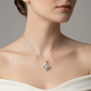 Lab Diamond Square Halo Pendant — Diamond Orientation Wear Shot