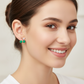 Lab Emerald Cherry Stud Earrings — Square Wear Shot