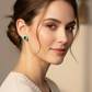 Lab Emerald Halo Stud Earrings — Wear Shot