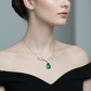 Lab Emerald Pear Drop Tiara Bar Necklace — Square Wear Shot