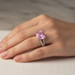 Lab Pink Diamond Cushion Cut Ring — AI Model Wear Shot