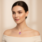 Lab Pink Sapphire Cushion Pendant with Marquise Lower Fan — Corrected Square Wear Shot