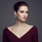 Lab Ruby Asscher Cut Ribbon Bow Stud Earrings — Square Wear Shot