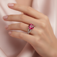 Lab Ruby Cushion Cut Split Shank Pavé Ring — Square Wear Shot