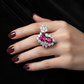 Lab Ruby Dual Pear Cluster Cocktail Ring — Square Wear Shot