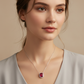 Lab Ruby Halo Pendant Necklace — AI Wear Shot