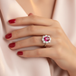 Lab Ruby Oval Cluster Ring — Royal Style Square Wear Shot