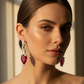 Lab Ruby Pear Drop Earrings — Wear Shot