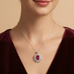 Lab Ruby Sunburst Halo Pendant — AI Wear Shot