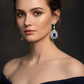 Lab Sapphire Long Drop Earrings — AI Model Wear Shot