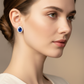 Lab Sapphire Oval Halo Stud Earrings — AI Wear Shot