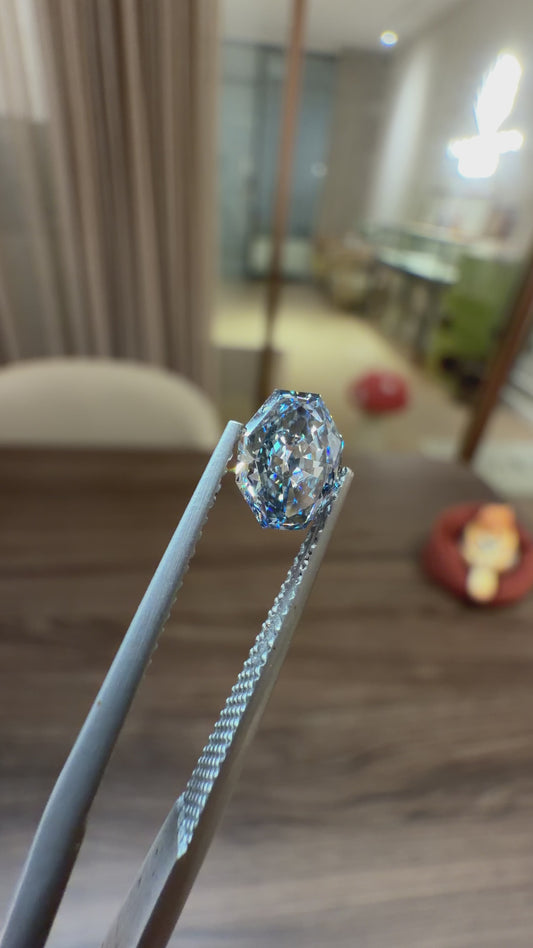 Blue Lab-Grown Diamond | 1.00CT Octagonal HPHT | VS2 | Baroness Cut